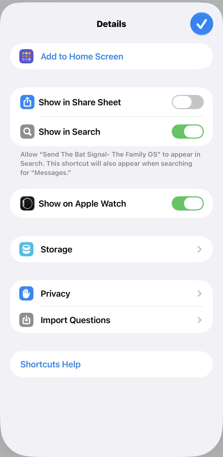 The Details sheet with Add to Home Screen as the first item